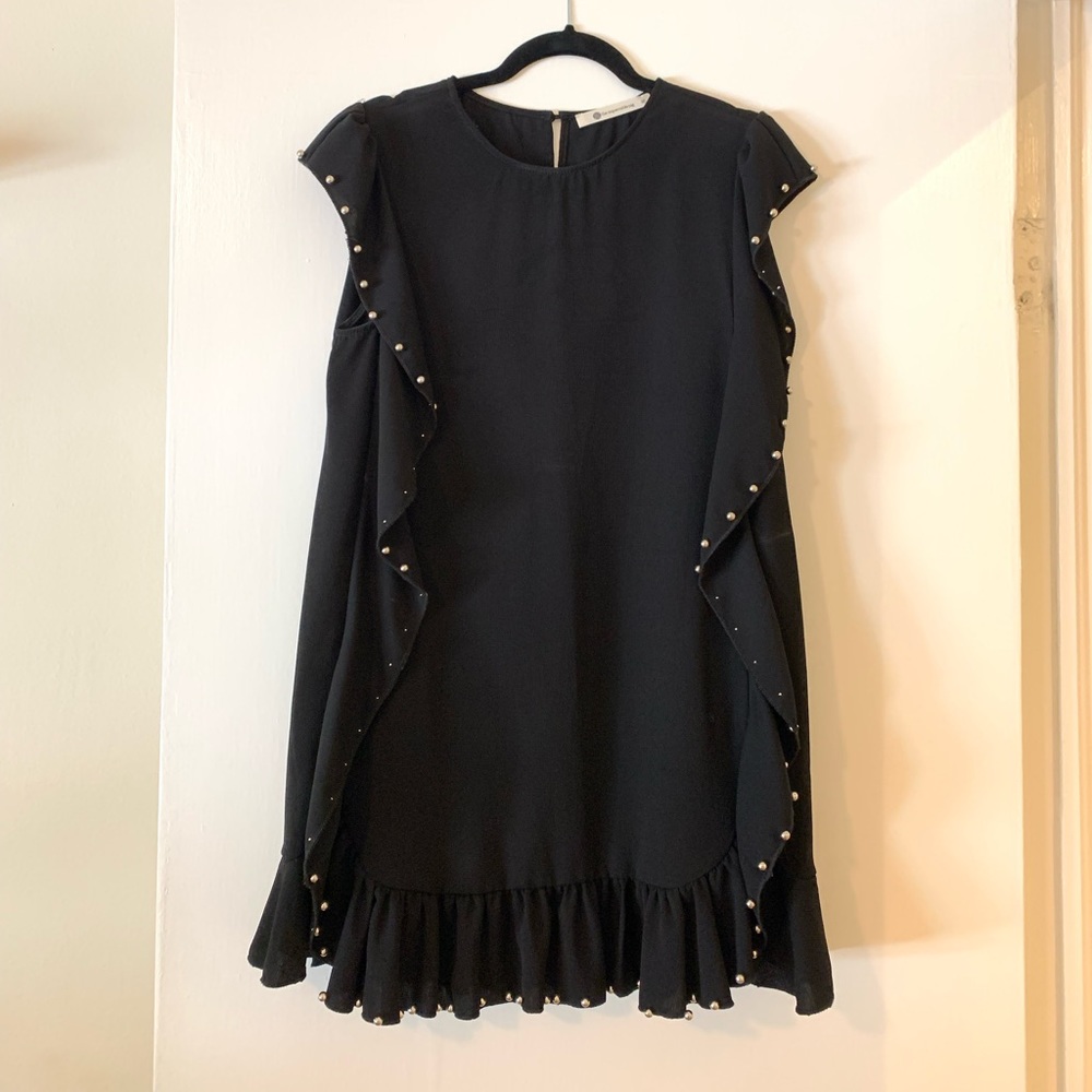 Black shift dress with beads